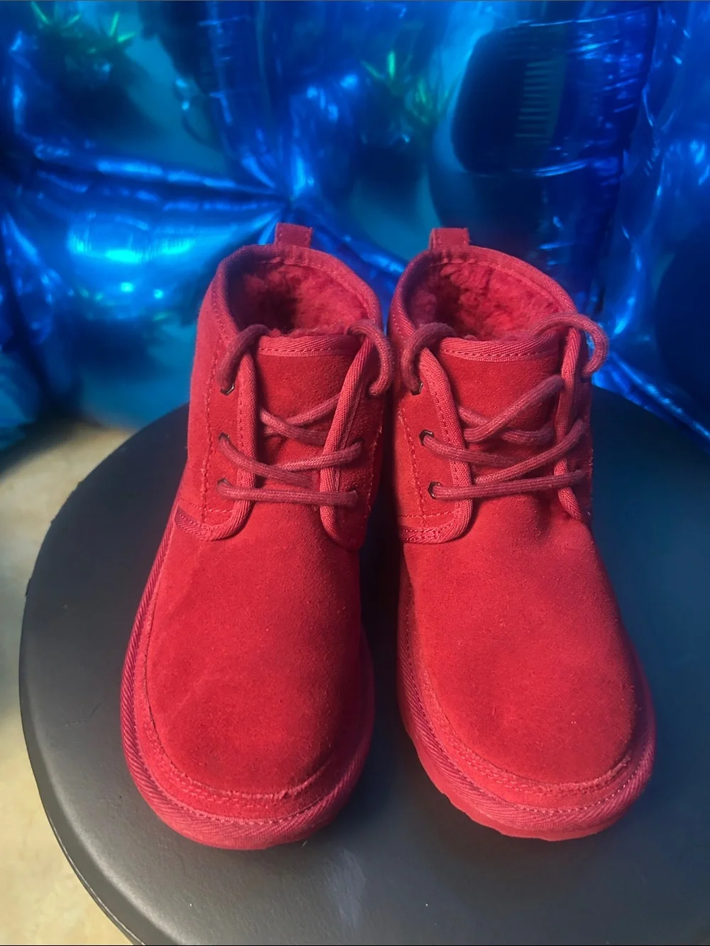 UGG Kids Red Suede Lace-Up Boots